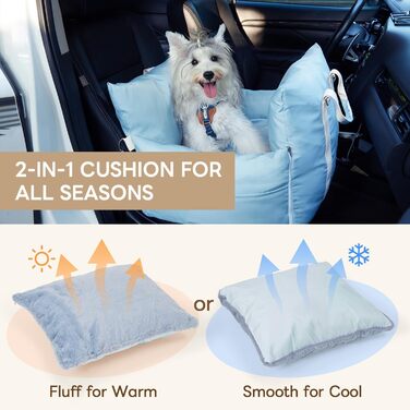 Автокрісло для собак PETTENA: м'яке, знімне, з кишенями для зберігання, для маленьких та середніх порід