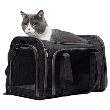 Складана переноска для собак Small - чорна | Підходить для котів та собак середніх та малих порід