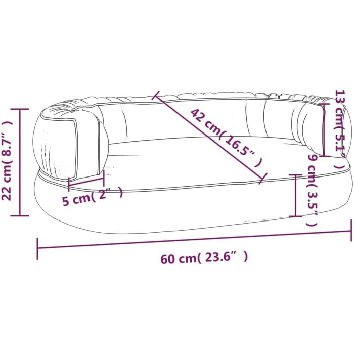 Крісло-ліжко для собак VidaXL, ергономічне, з пінопласту, 75x53 см, штучна шкіра, блакитне