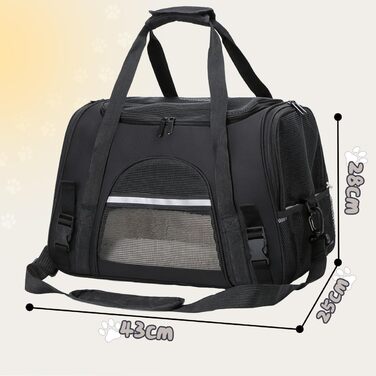 Транспортна сумка для кота APKOL, 5 кг, чорна. Складана переноска для котів та маленьких собак з плечовим ременем