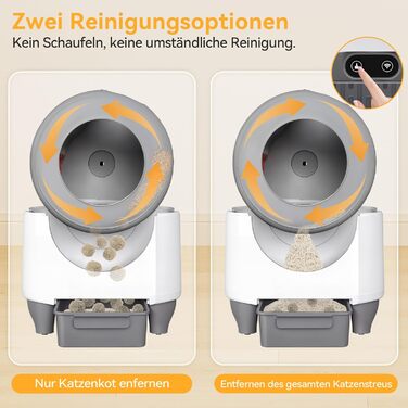 Devoko Самоочисний туалет для котів, 90л з низьким порогом, APP-керування, датчик безпеки та килимком