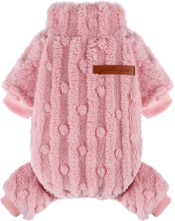 Теплий флісовий піжамний костюм для собак, розевий, X-Small. Ідеально для чихуахуа та інших маленьких порід. Піжама для собак, розева, теплий флісовий розевий костюм для собак на осінь/зиму.