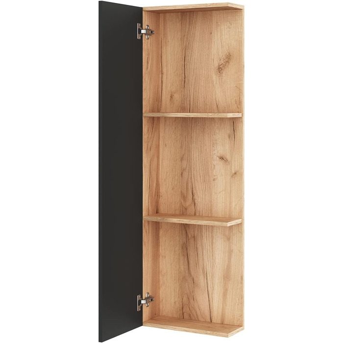 Вузька шафа для ванної Planetmöbel LUX 30x75x32 см, золота дуб/антрацит, бокова шафа для ванної кімнати