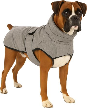 Шлейка для собак Flamingo Hundemante Winter – Igu, 50 см, тепла та модний дизайн, поліестер, водовідштовхувальна, ізотермічна внутрішня підкладка, світловідбиваючі елементи, захист грудей та живота, отвір для повідка (Сірий, XL)