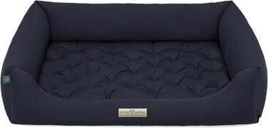 Ортопедичне ліжко для собак HOUND & NATURE Zermatt, корзина для собак середніх розмірів з високим бортиком, м'яке собаче ліжко з подушкою (M - 95x70 см, XL - 115x85 см), темно-синій