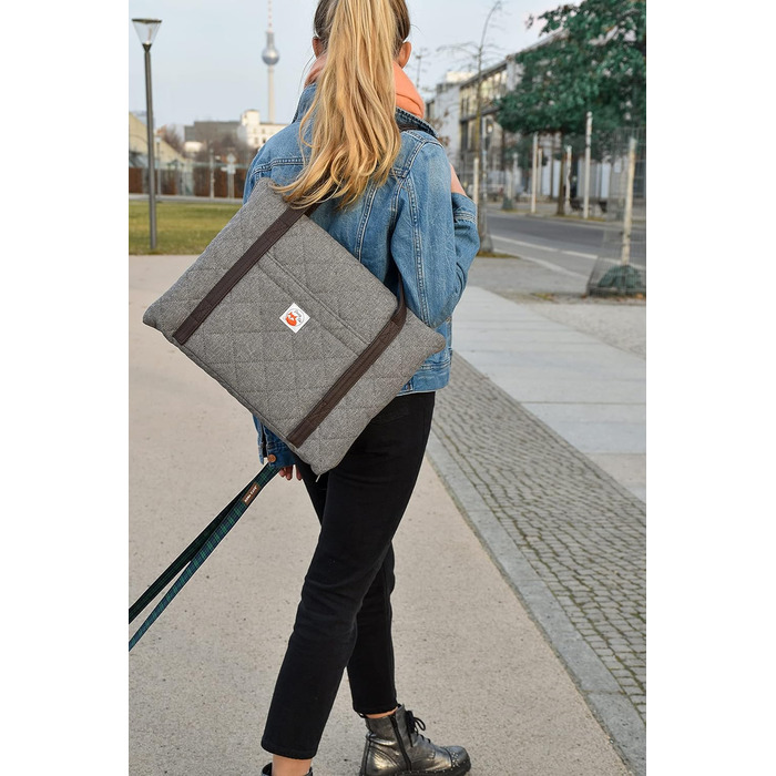 Sleepy Fox® Преміум-ліжко для собак у подорожах - портативний, складаний килимок для годування собак у ресторанах з зручними плечовими ременями - красивий та практичний (M/L, Сірий)