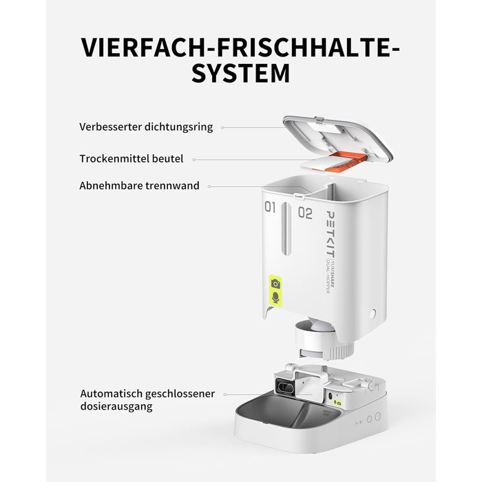 Автоматичний годівник для котів та собак PETKIT з камерою, 5л, 1-10 прийомів їжі на день, функція ШІ