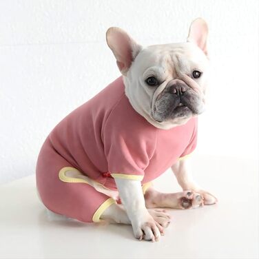 Піжама-комбінезон для собак YRRYGMN: теплий, м'який, для Французького бульдога, цуценят, маленьких та середніх собак (Темно-зелений, X-Large) (Темно-рожевий, XS)