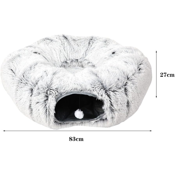 Туннель для котів, іграшка-печера з місцем для сну, XXL, м'який плюш, велике котяче ліжко для дому з м'ячиком, багатофункціональний тунель для котів, ігрова кругла лежанка