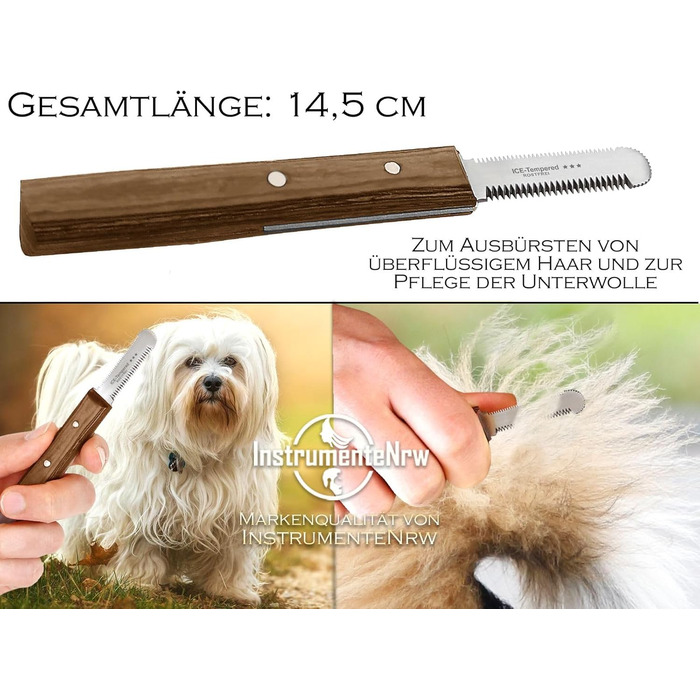 Набір для грумінгу собак 4 в 1: машинка для стрижки, щітка для підшерстя, триммінгові гребені, видалення ковтунів. З нержавіючої сталі з дерев'яною ручкою