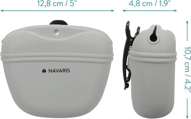 Набір з 2 Silikon Futterbeutel Navaris для собак - 2шт. Сумки для ласощів, корму, води з кліпсою та магнітом - сірий & темно-синій (сірий & фіолетовий)