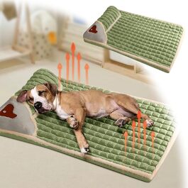 Ортопедична подушка для собак, малого та середнього розміру - миється, не слизька з високим бортиком - знімний чохол, лежанка для собак, товста та тепла, зелена