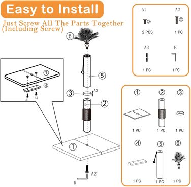 Драбина для котів MeowHomm з сизалю: кігтеточка, сходи, іграшки для котів, 101.6 см
