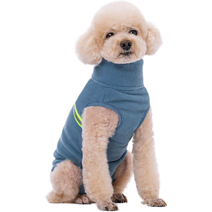 Теплий собачий светр з флісу та світловідбиваючою жилеткою (XXL, Haze Blue)