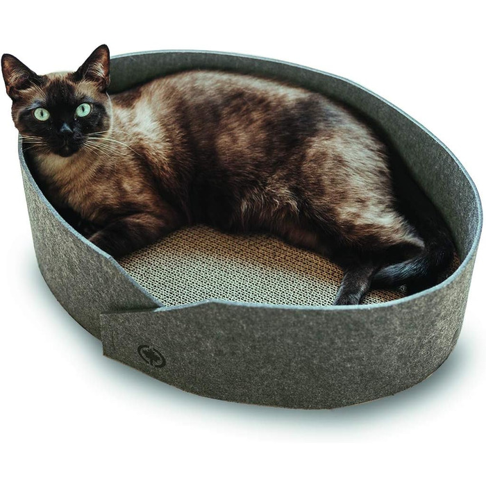 Кігтеточка-ліжко Owen XL сірого кольору з багатоярусною поверхнею для котів, 50 см