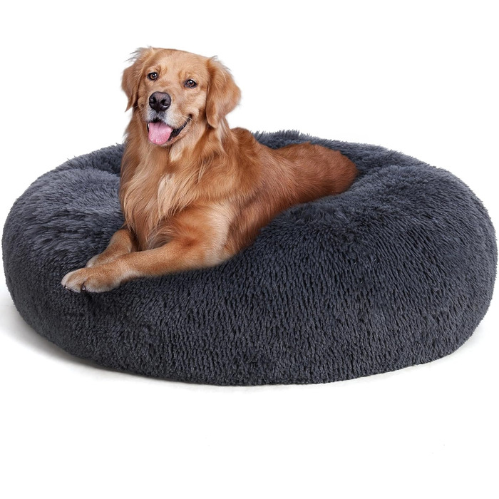 Ортопедичне ліжко для собак, кругле, м'яке, для котів та собак, ліжко-лежанка, кошик для собак, 100 см, темно-сірий, 100x100x20 см