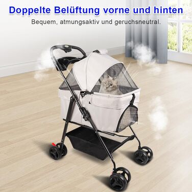 Візок для домашніх тварин та дітей Homewell 2в1, розкладний, з кошиком для зберігання та тримачем для напоїв, для собак та котів, для маленьких та середніх порід