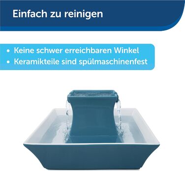 Керамічний фонтан PetSafe Drinkwell Pagoda для води для собак і котів, з фільтром, 2 л, синій