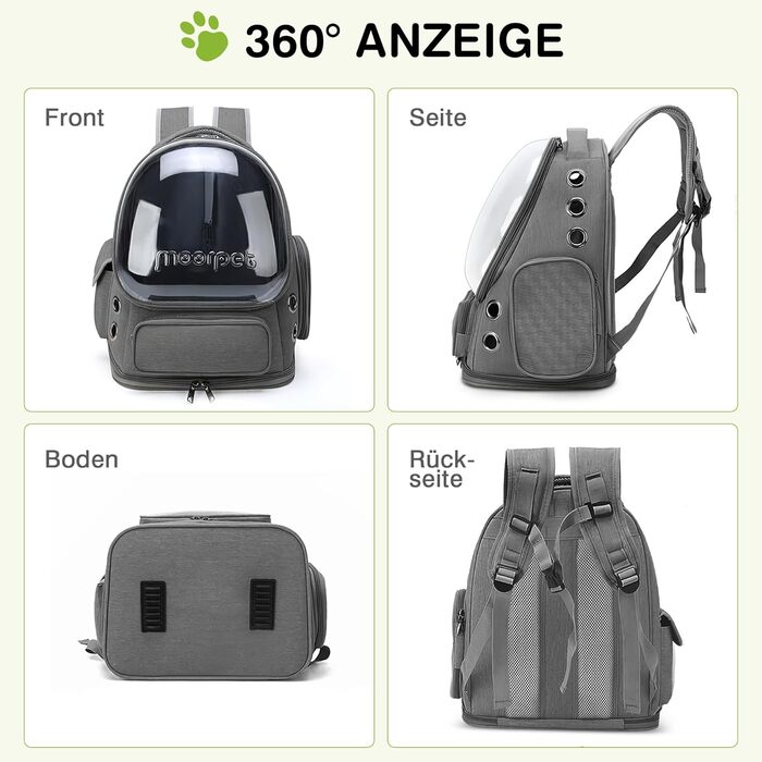 Рюкзак-переноска для котів та собак ALLSOPETS Bubble Carrier – сірий, до 7.5 кг