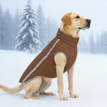 Зимовий теплий одяг для собак FeimaX: водонепроникний теплий зимовий одяг для собак з флісовою підкладкою, відбиваючими елементами, для цуценят, маленьких, середніх та великих собак, оливковий (коричневий), XXL