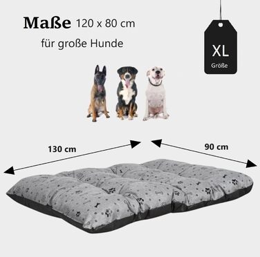 Крісло-ліжко для собак King Dog XL (120x80 см, сірий) - Водонепроникне, миється, з оксфордської тканини