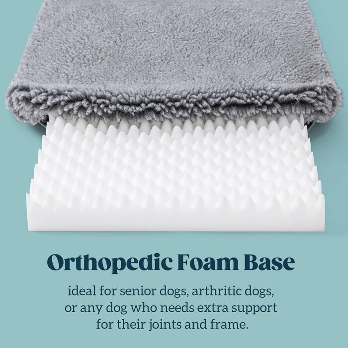Лежанка для собак Stoutwool 10см, стійка до кусання, ортопедична, для маленьких порід, 58x41x10см, сіра