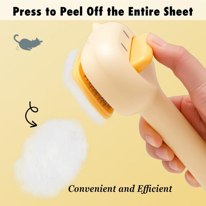 Щітка для собак та котів 2-в-1, самоочисна, зі сталевим гребенем для короткої та довгої шерсті, щітка для вичісування з миттєвим очищенням для собак та котів середніх та довгих порід