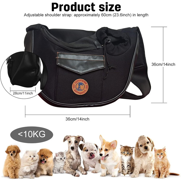 PETCUTE Сумка-переноска для собак, для маленьких собак, переноска для цуценят, дихаюча сітка, транспортна сумка, 9 кг (Чорний)