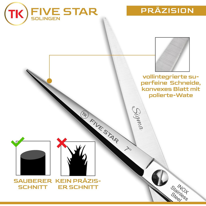 Професійні ножиці для волосся Sigma Professionelle Razor Edge 7' - для фрізурів, стрижок та бороди (нержавіюча сталь)