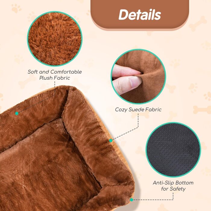 Ортопедичне ліжко для собак Nobleza, великі породи, XL, 110x75x20 см, коричневе, м'яке, антиковзаюче