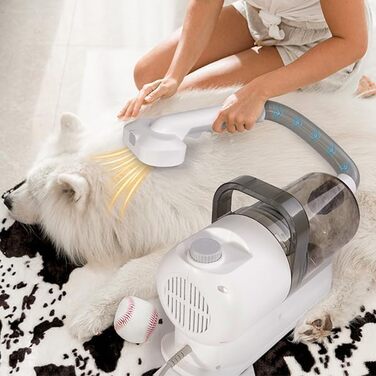 Машинка для стрижки собак з пилососом та щіткою, 12000Pa, тиха, 6-в-1, професійний набір для грумінгу домашніх тварин
