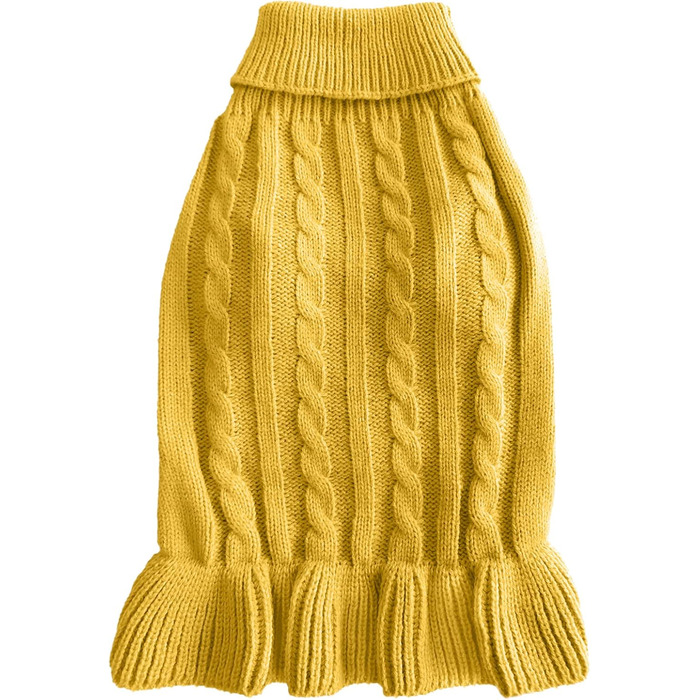 Светр для маленьких собак Chborchicen, в'язаний одяг для котів, теплий зимовий одяг для кошенят та цуценят, розмір XS, світло-блакитний (X-Small, сукня - жовтий)