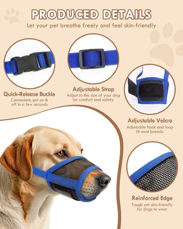 Майка-намордник для собак, м'який Air Mesh, для малих, середніх та великих собак, проти гавкоту та гризіння, дихаючий, можна пити, регульована стрічка, підходить для Німецької вівчарки, Хаскі