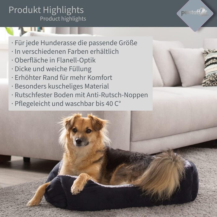 Крісло-ліжко для собак з знімним подушкою, можна прати, чорний колір, розмір M