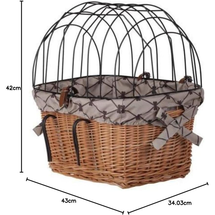 Ретро кошик для велосипеда з кришкою, плетіння з лози, переноска для тварин з підкладкою з тканини