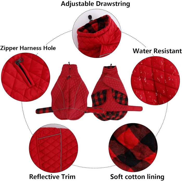 Зимовий теплий куртка для собак Babypet, водонепроникний, з блискавкою, світловідбиваючий, регульований, для великих і середніх собак (Lurcher, Saluki), розмір S (довжина спини 56-58 см), колір: темно-синій