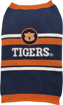Теплий в'язаний светр для собак Auburn Tigers NCAA, розмір S, з логотипом команди, для великих і малих порід, синій, Pets First