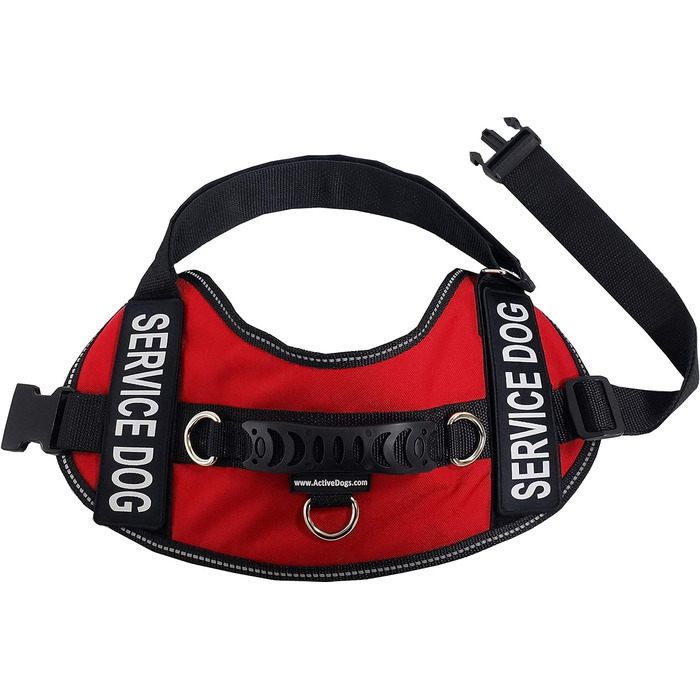 Шлея для собак ActiveDogs Air-Tech XL, Cordura, червона, з ручкою, ADA-картками та світловідбивними нашивками для сервісних собак (73,7-101,6 см)