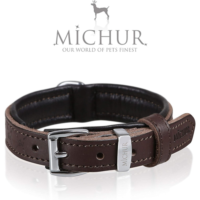 Шкіряний нашийник для собак MICHUR Design, коричневий, різні розміри