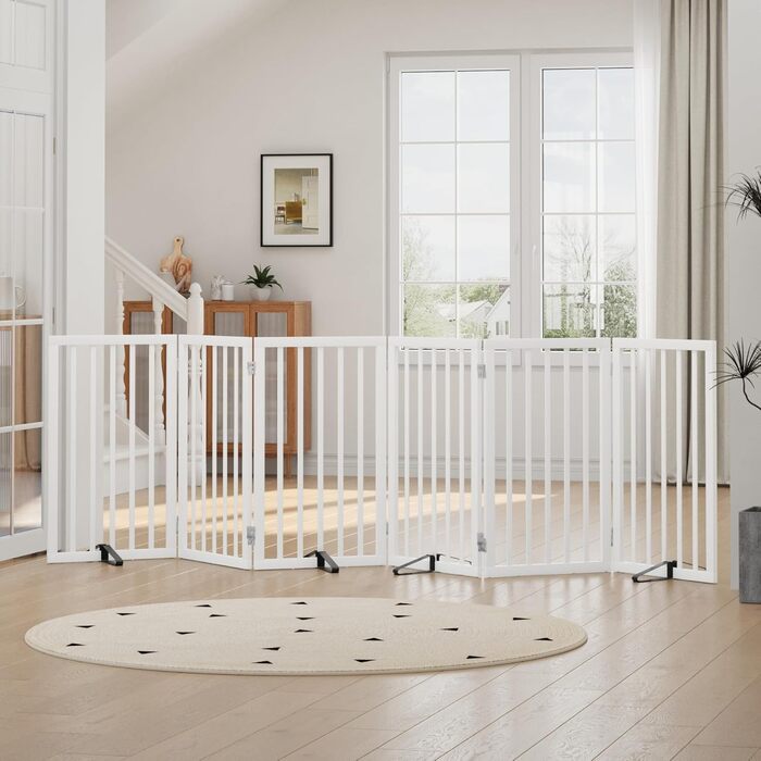 Гілка для собак з бамбука, перегородка для кімнати, 3 панелі, ширина 55 дюймів, білий колір