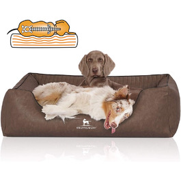 Ортопедичне собаче ліжко Knuffelwuff Chesapeake XL (105x75 см) з штучної шкіри, коричневе - знімний чохол, легко мити, для собак великих, середніх та малих порід