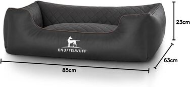Крісло-ліжко для собак Knuffelwuff Milan, чорний кошик для собак з штучної шкіри, 85 x 63 x 23 см, M-L, зручне та миється