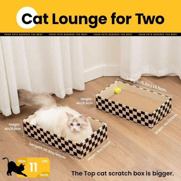 5-Piece Cat Scratch Box Set from Conlun: Large, Double-Sided Design, Interactive Openings, Durable Scratch Pad, Furniture Protector (White)