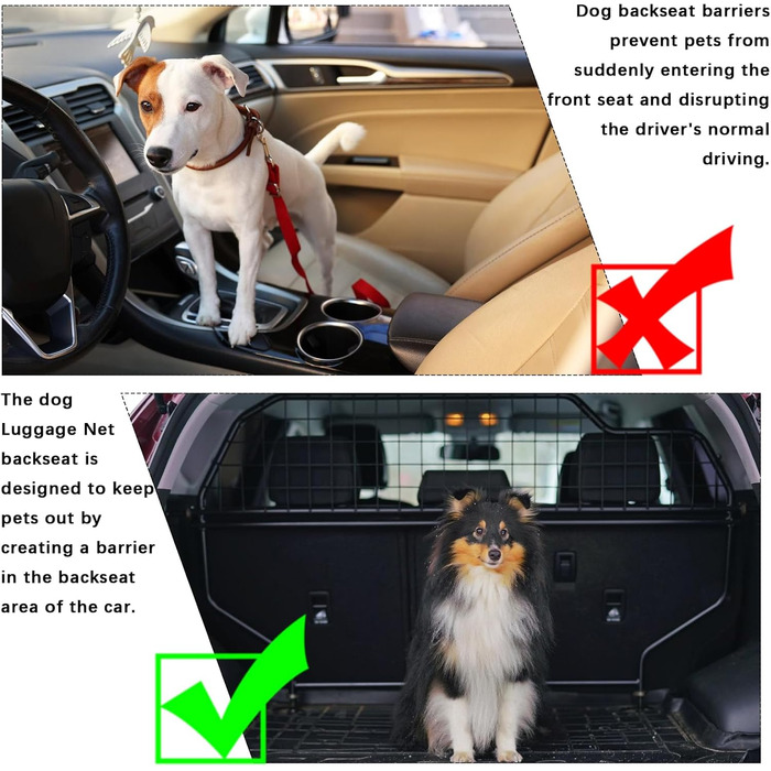 Сітка захисту для автомобіля, 120x90 см: бар'єр для собак, захист заднього сидіння, двошарова