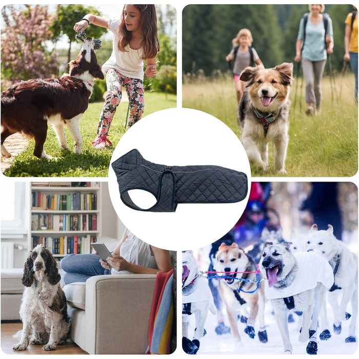 Зимовий теплий одяг для собак: вітронепроникна бавовняна жилетка, утеплена модель для прогулянок, походів, кемпінгу та міста (морська синя)