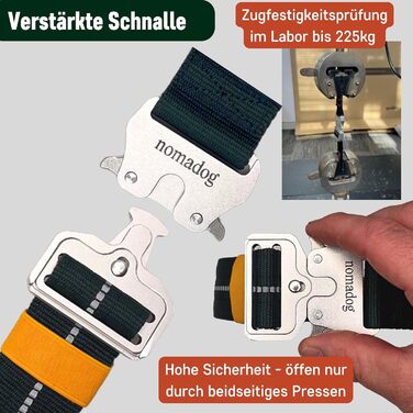 Нашийник для собак Nomadog Trailblazer з ручкою для великих собак - преміум алюмінієва застібка, міцний тактичний нашийник, регульований, з підкладкою, світловідбиваючий (L)