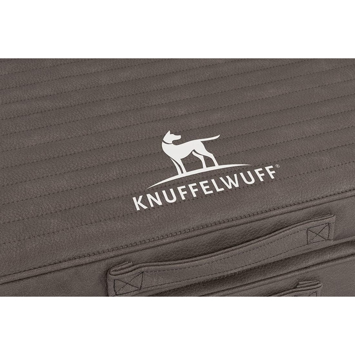 Килимок для собак Knuffelwuff Roanoke: ортопедичний, знімний, 100 x 80 см, з лазерного стібка, з штучної шкіри, для великих, середніх та малих собак (Колір: Браун-сірий)