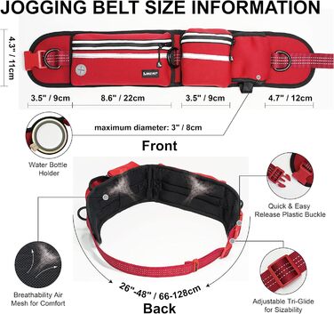 Поясний повідець для бігу з собакою Kruz PET KZJBELT-01, амортизуючий, регульований, для прогулянок, тренувань, чорний, преміум-якість