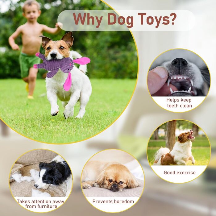Набір м’яких іграшок для собак Prime Pets, 5 шт. — плюшеві іграшки з пищалкою, асорті, для малих, середніх і великих собак, іграшки для жування