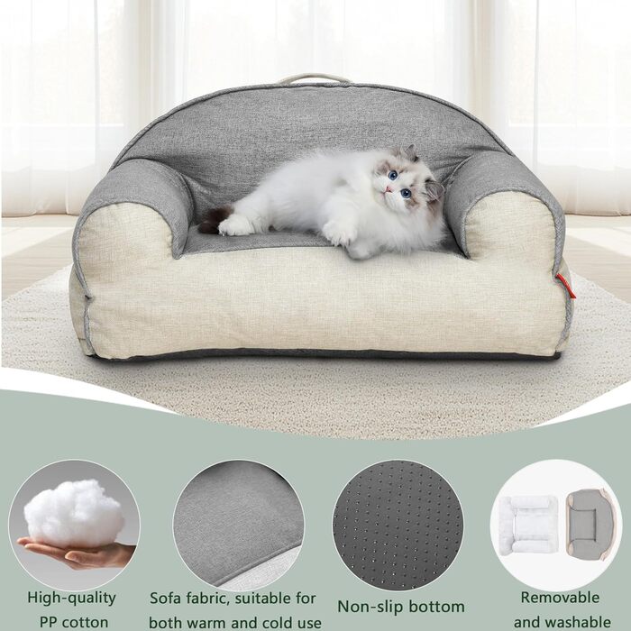 Крісло-лежанка для собак та котів середнього розміру, знімне та миється, м'яке та зручне, з антиковзною основою, 50,8 x 38,1 x 20,3 см